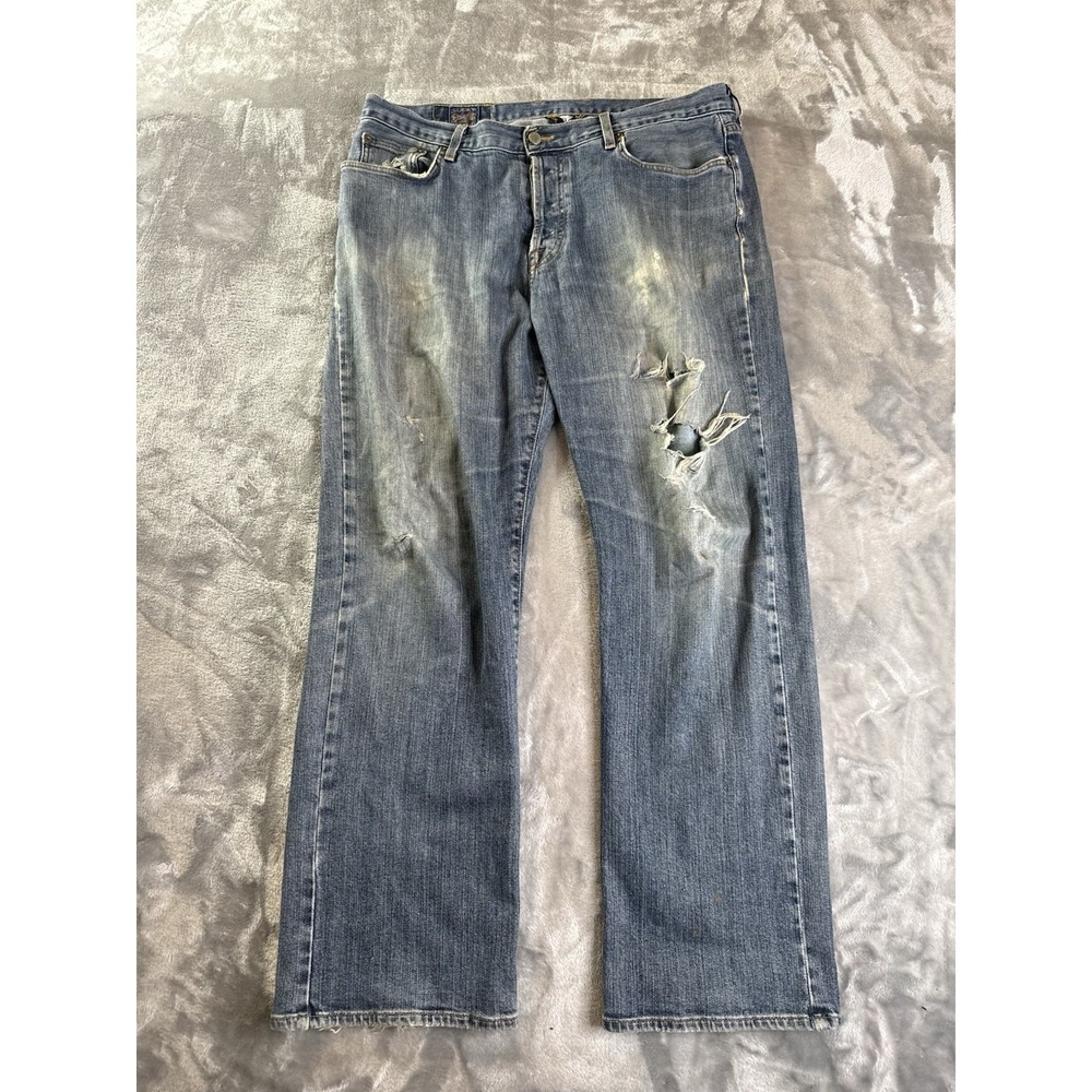 Vintage Lucky Brand Dungarees Jeans Size 36 30 Inch Inseam Blue Wash Relaxed